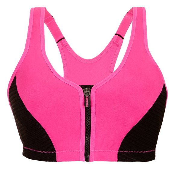 Set of 3! 34D Glamorise SPORT Bra (HIGH-IMPACT) Pink (RACERBACK) T-Back Zip NEW - Picture 3 of 16